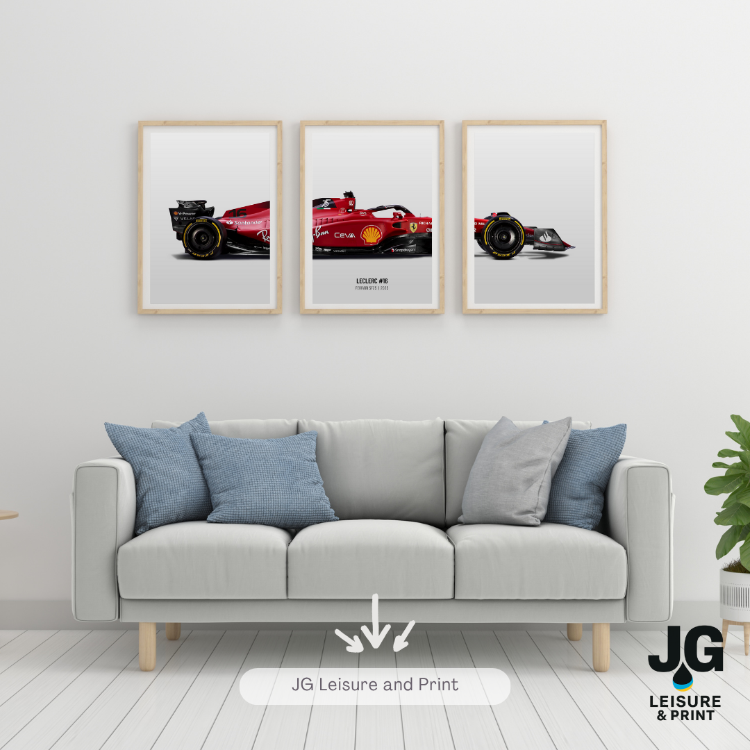 Ferrari F1 Car Poster: Set of 3 Leclerc Hamilton