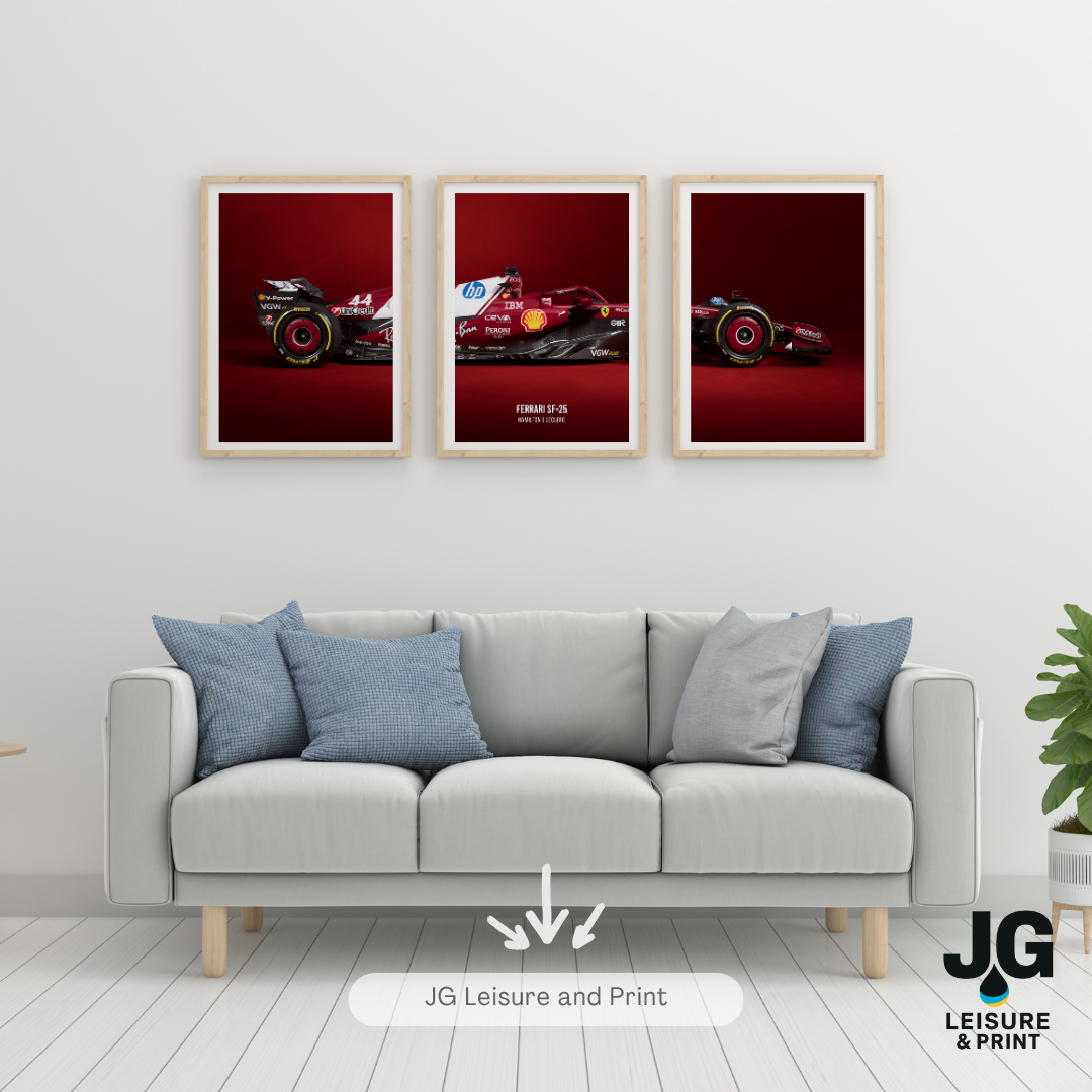Ferrari F1 Car Poster: Set of 3 Leclerc Hamilton 2025