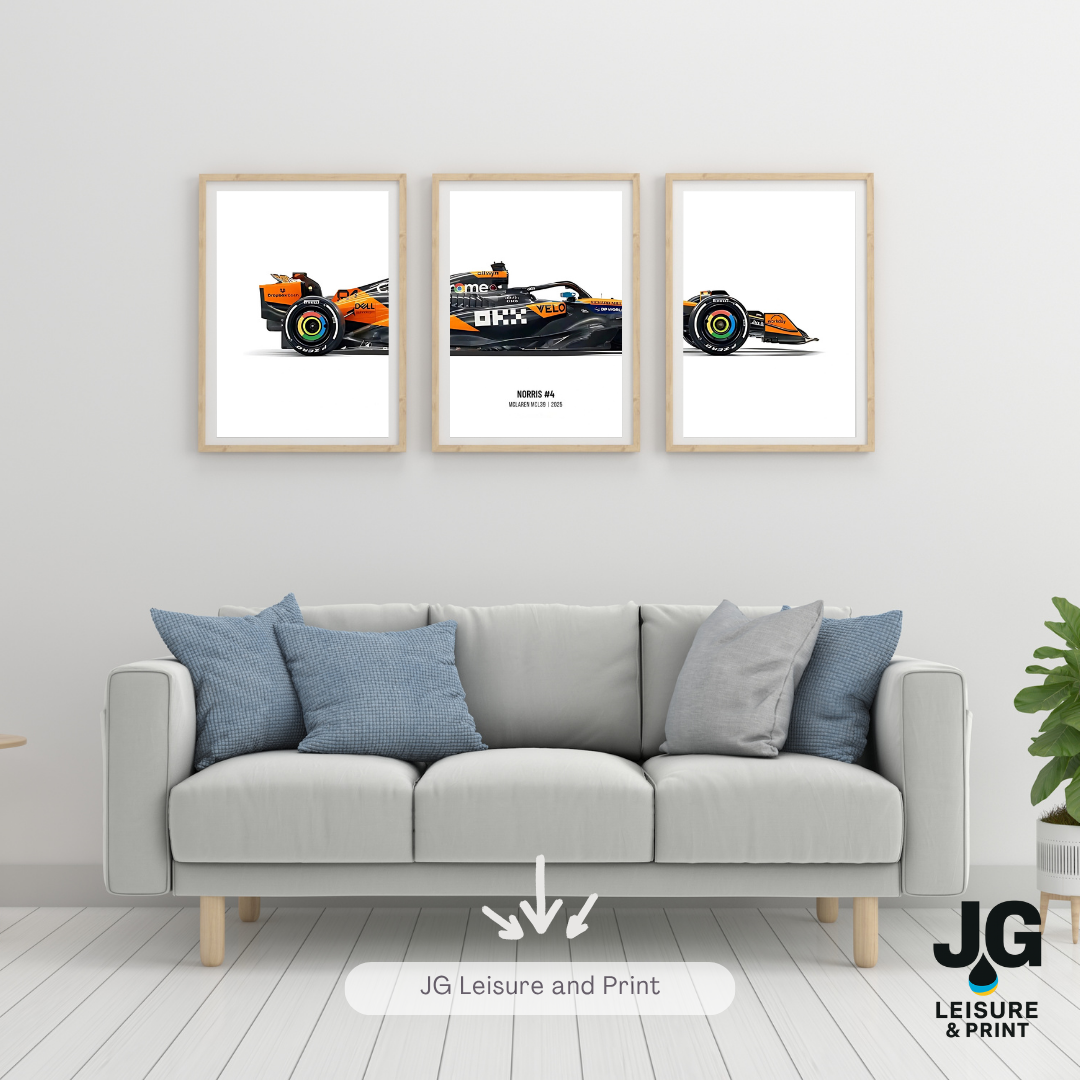 McLaren F1 Car Poster: Set of 3 Norris Piastri