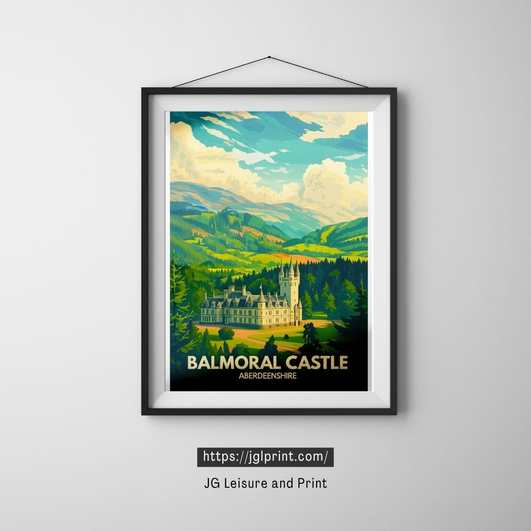 Balmoral Castle Scotland Travel Poster Print | Aberdeenshire Wall Art | Vintage Style