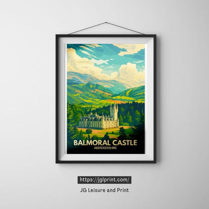 Balmoral Castle Scotland Travel Poster Print | Aberdeenshire Wall Art | Vintage Style