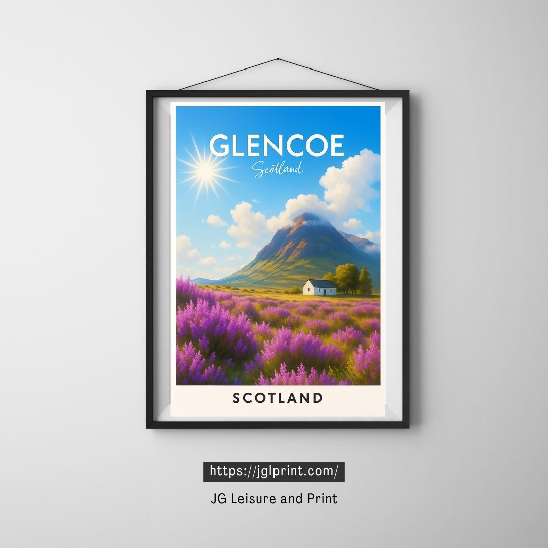 Glencoe Scotland Travel Poster Print | Highlands Wall Art |