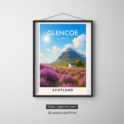 Glencoe Scotland Travel Poster Print | Highlands Wall Art |