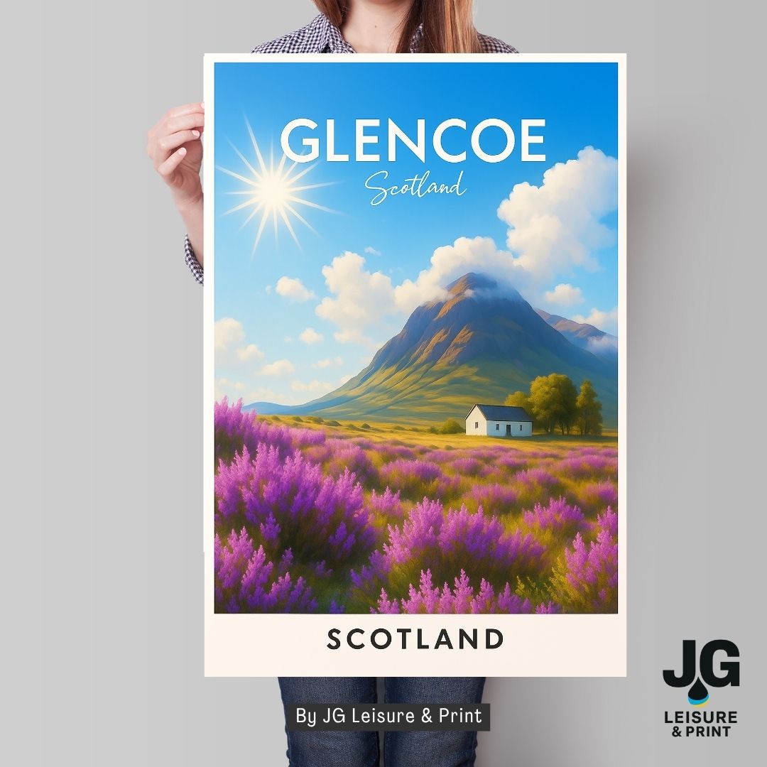 Glencoe Scotland Travel Poster Print | Highlands Wall Art |