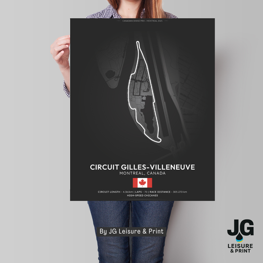 Giles-Villeneuve Canada Dark Tracks Poster - Wall Art - A4 to A1