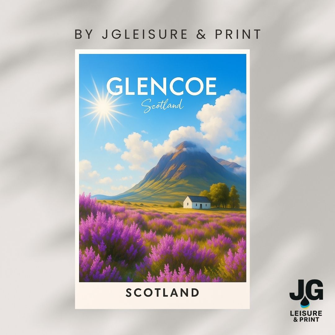 Glencoe Scotland Travel Poster Print | Highlands Wall Art |