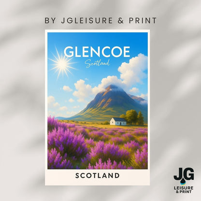 Glencoe Scotland Travel Poster Print | Highlands Wall Art |