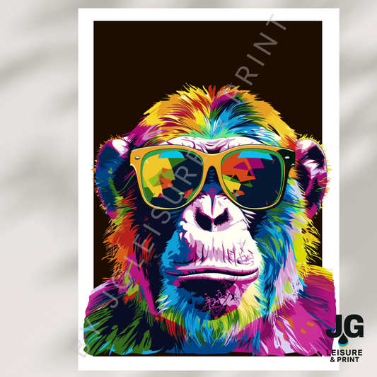 Colourful Gorilla Pop Art Poster | Modern Animal Wall Art