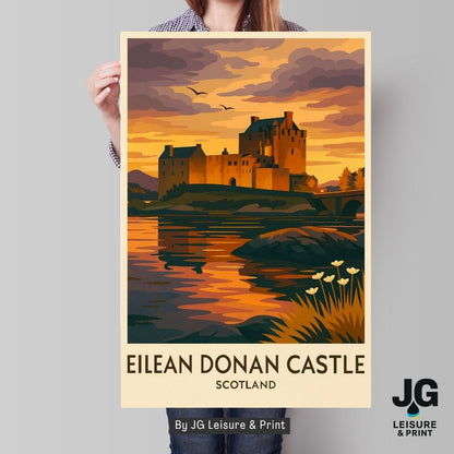 Eilean Donan Castle Scotland Travel Poster Print | Wall Art |