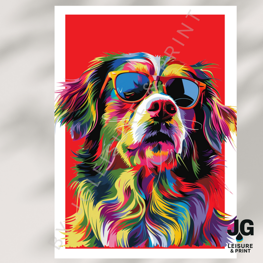 Colourful Dog Pop Art Poster | Modern Animal Wall Art