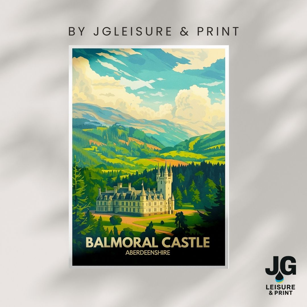 Balmoral Castle Scotland Travel Poster Print | Aberdeenshire Wall Art | Vintage Style