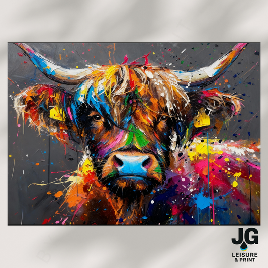 Highland Cow multicolour Poster wall art Unframed