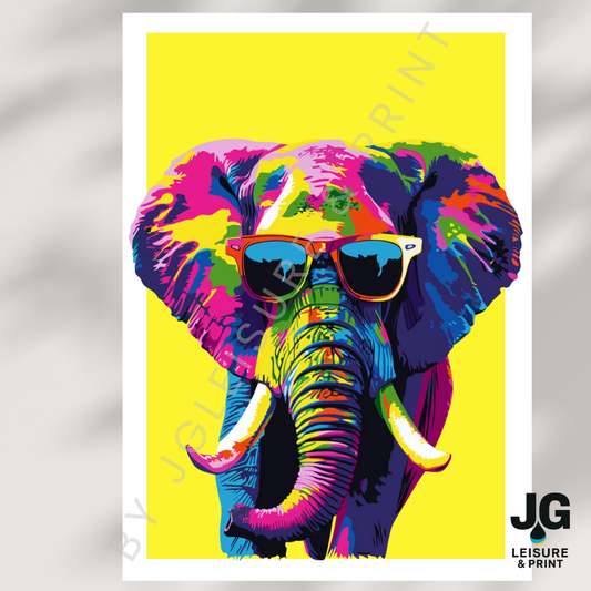 Colourful Elephant Pop Art Poster | Modern Animal Wall Art