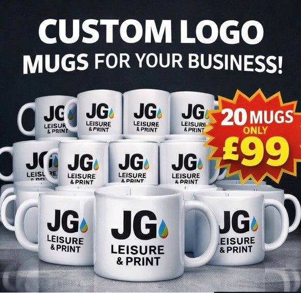 20 Custom Logo Mugs Personalised Company Branded Coffee Cups Bulk Printed Mugs Free Delivery