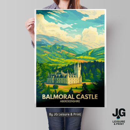Balmoral Castle Scotland Travel Poster Print | Aberdeenshire Wall Art | Vintage Style