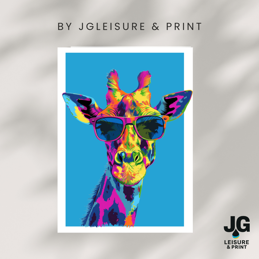 Colourful Giraffe Pop Art Poster | Modern Animal Wall Art Red
