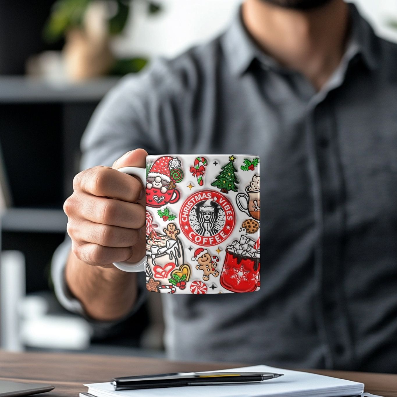 Christmas Hot Chocolate & Coffee Mug – Festive Holiday Cup