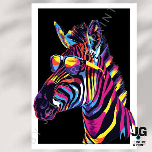 Colourful Zebra Pop Art Poster | Modern Animal Wall Art