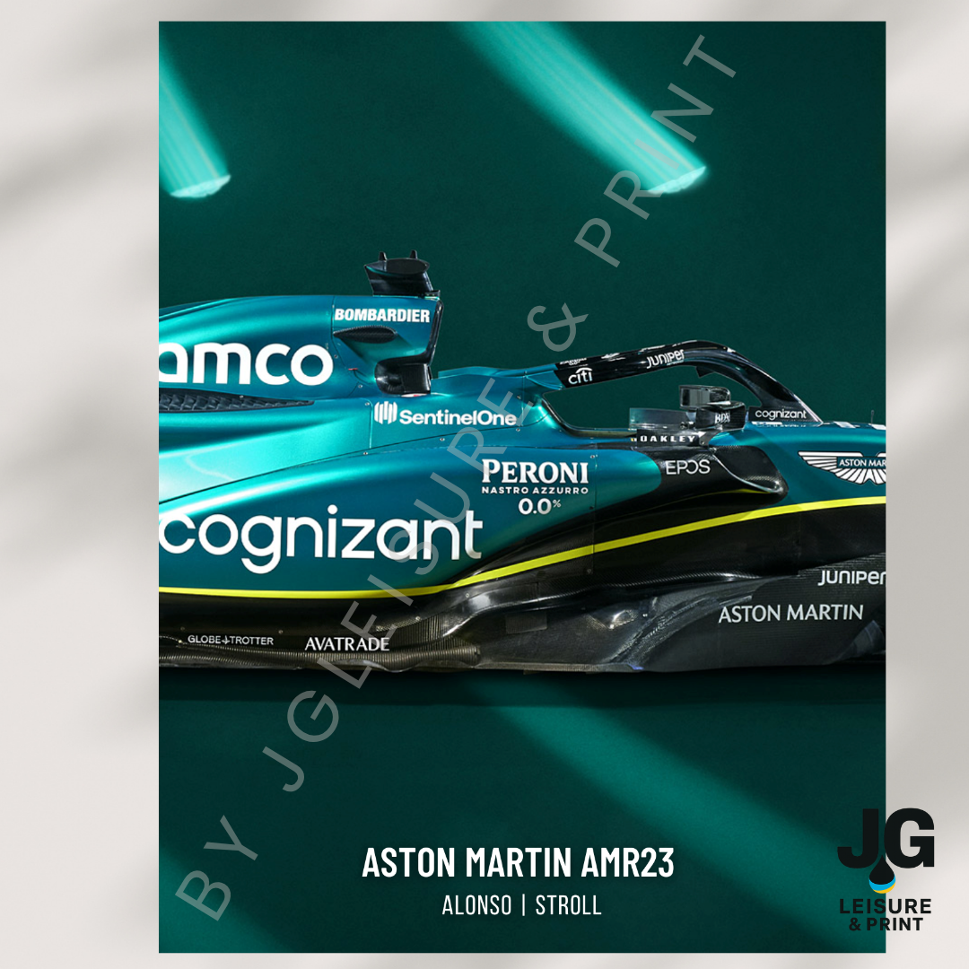 Aston Martin F1 Car Poster: Set of 3 Alonso and Stroll Dark