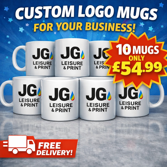 10 Custom Logo Mugs Personalised Company Branded Coffee Cups Bulk Printed Mugs Free Delivery