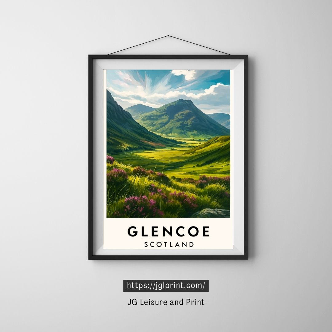 Glencoe Scotland Travel Poster Print | Highlands Wall Art |