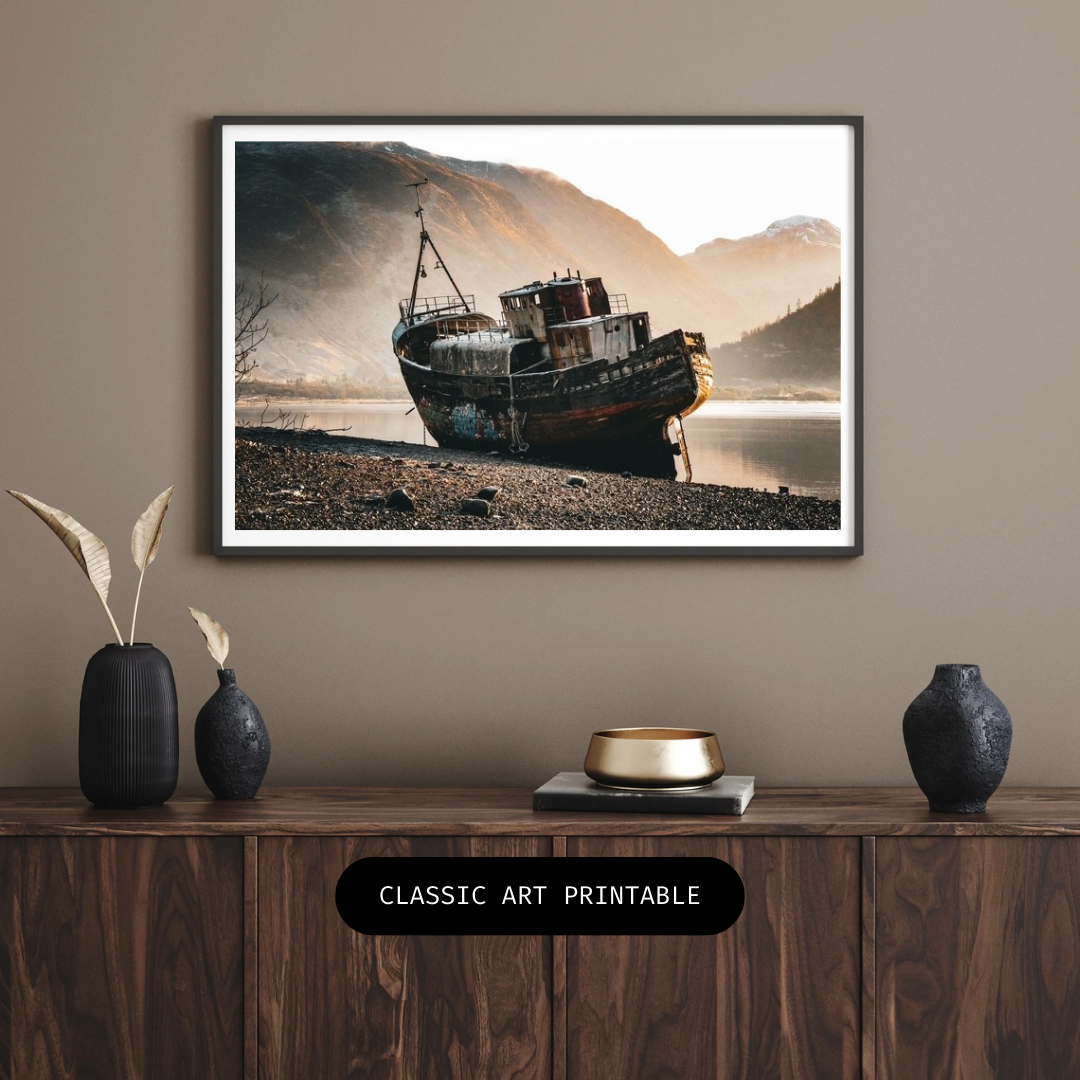 Fort William Shipwreck Scotland Poster Print Scottish Highlands Landscape Wall Art Mountains