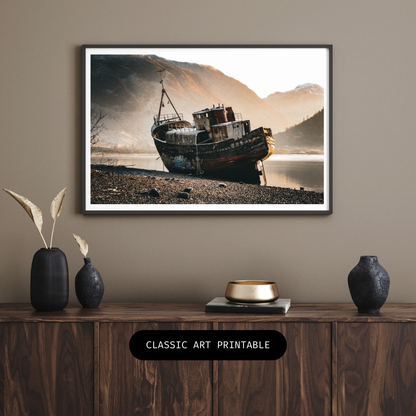 Fort William Shipwreck Scotland Poster Print Scottish Highlands Landscape Wall Art Mountains