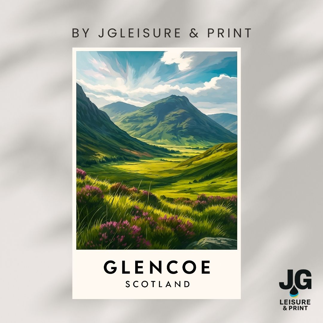 Glencoe Scotland Travel Poster Print | Highlands Wall Art |