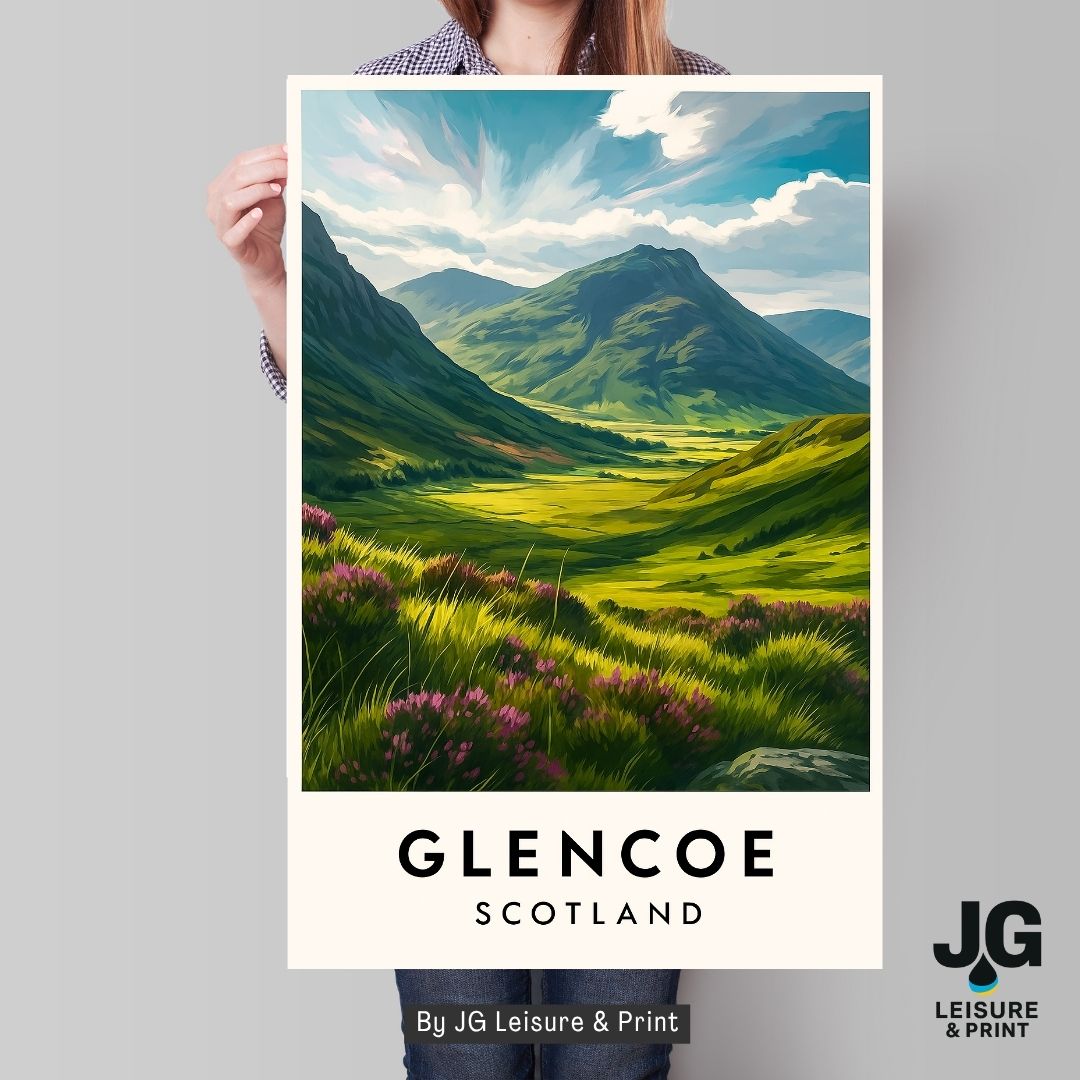 Glencoe Scotland Travel Poster Print | Highlands Wall Art |