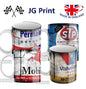 4 Pack Retro Oil Can Mug Collection – STP Mobil Valvoline Pernalube
