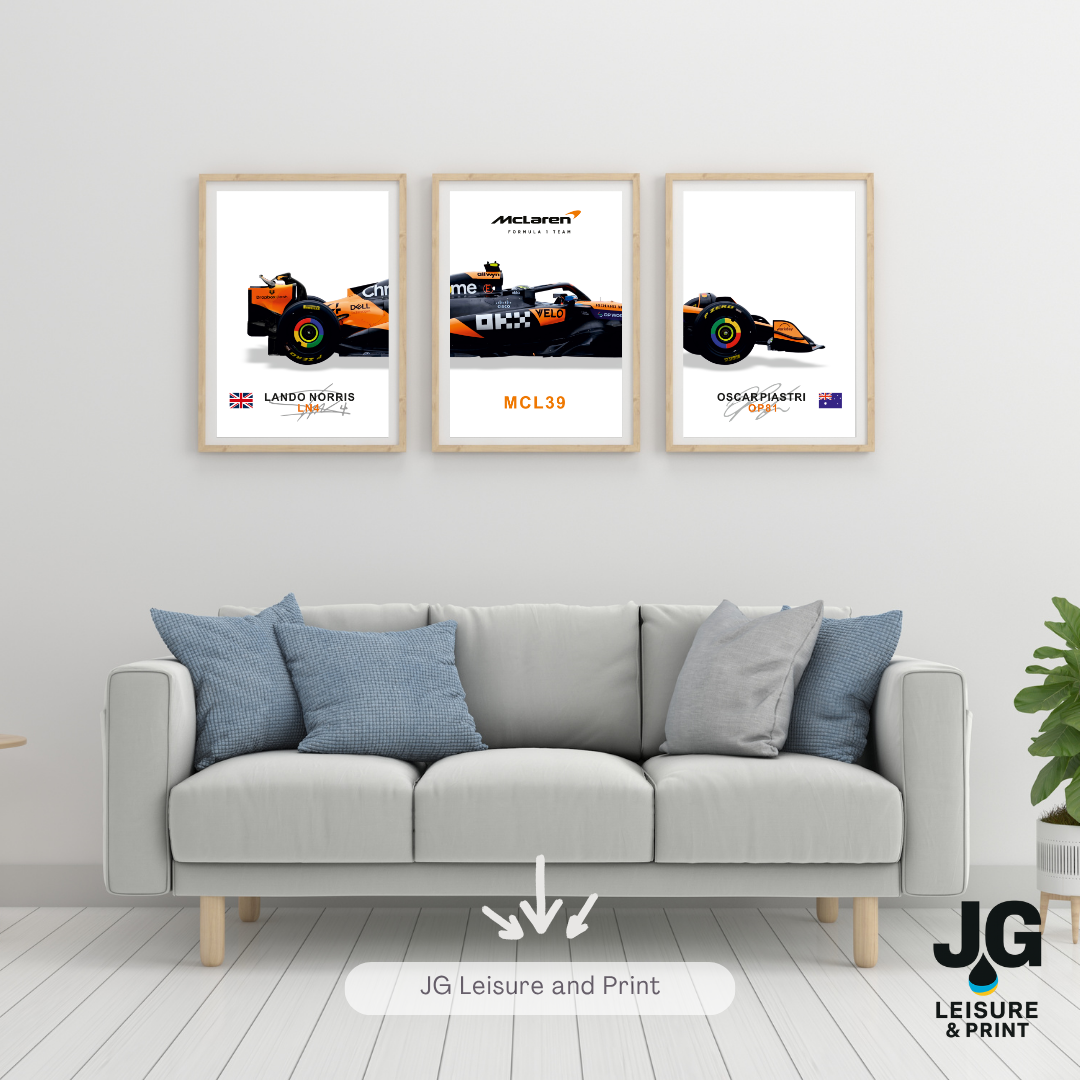 McLaren F1 Car Poster: Set of 3 Norris Piastri