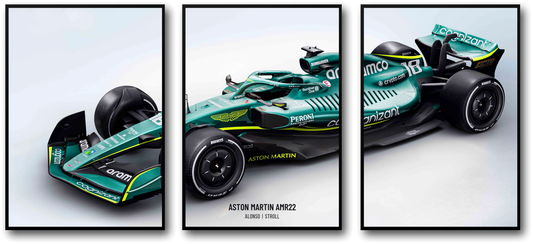 Aston Martin F1 Car Poster: Set of 3 Alonso and Stroll