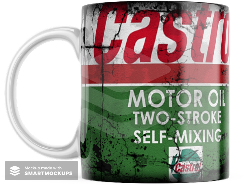 4 Pack Retro Oil Can Mug Collection – Shell Gulf Castrol Michelin