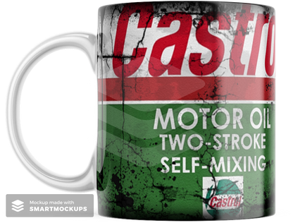 4 Pack Retro Oil Can Mug Collection – Shell Gulf Castrol Michelin