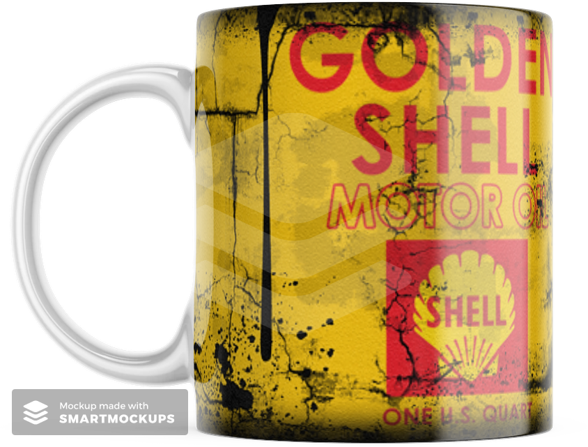 4 Pack Retro Oil Can Mug Collection – Shell Gulf Castrol Michelin
