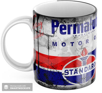 4 Pack Retro Oil Can Mug Collection – STP Mobil Valvoline Pernalube